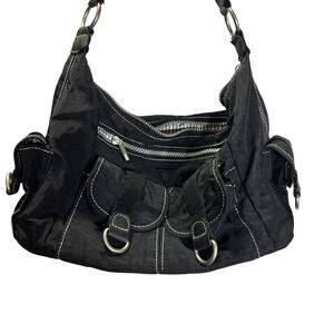 Travelon Black Nylon Shoulder Bag Multi Pocket Travel Anti Theft Purse